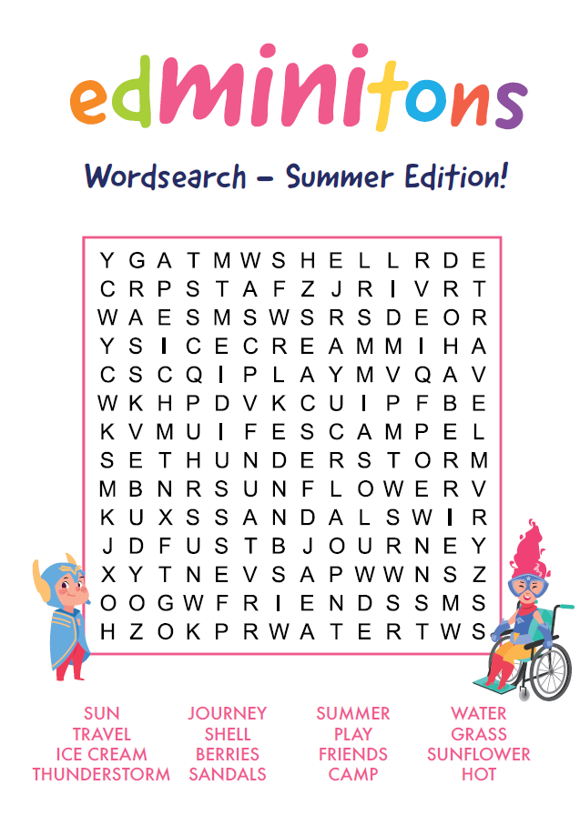 edMINItons Summer Wordsearch for kids in Edmonton Green Enfield